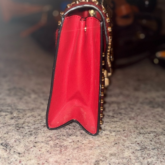 Michael Kors Whitney Bag, Studded on Red and Black leather, Chain Shoulder Bag - Picture 3 of 13